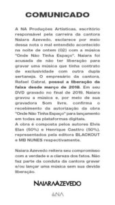 Naiara Azedo e os cantores João Bosco & Vinícius trocam farpas depois de lançarem a mesma música sertaneja
