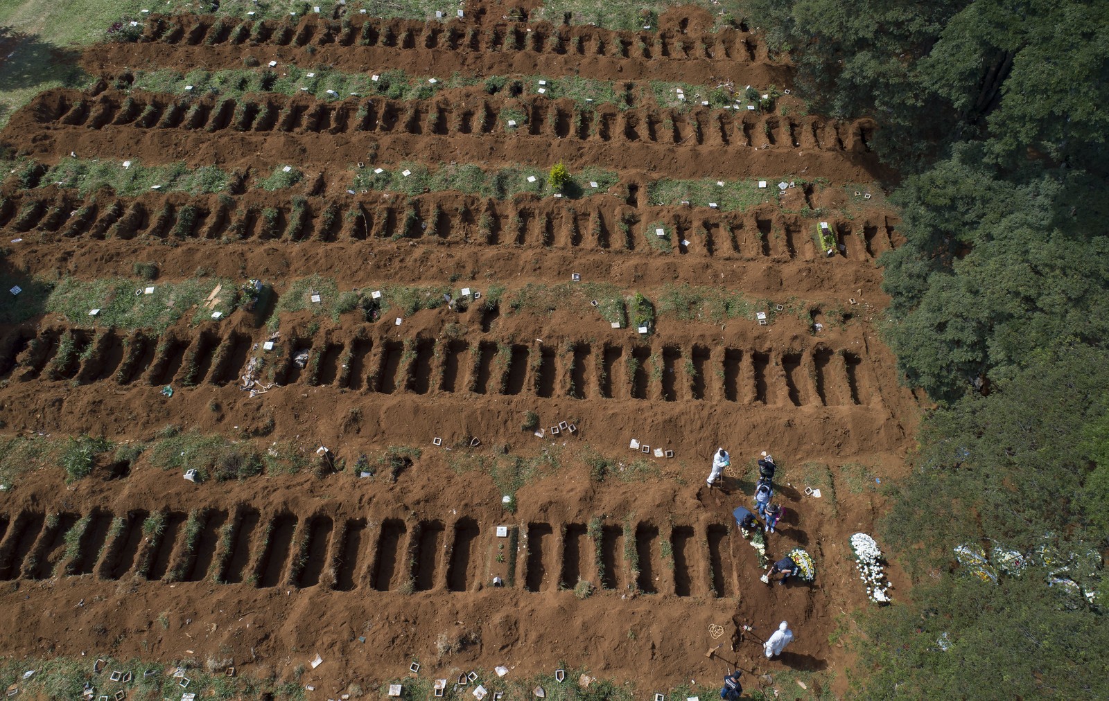 Cemitério em SP abre mais de 100 covas para vítimas de covid-19