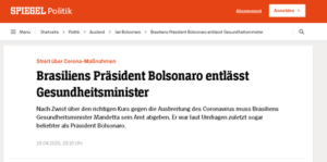 Demissão de Mandetta por Bolsonaro repercutiu na imprensa internacional