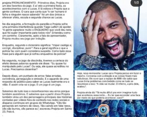 Equipe de PROJOTA se pronuncia colocando a CULPA pelas GRAVES atitudes dele dentro da casa na propria produção do programa