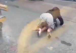  Mulher se recusa a usar máscar, cospe em passageiros e é arremessada para fora de ônibus