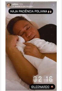 Leonardo cai na farra com amigos, chega em casa de madrugada e Poliana detona: “Haja paciência”