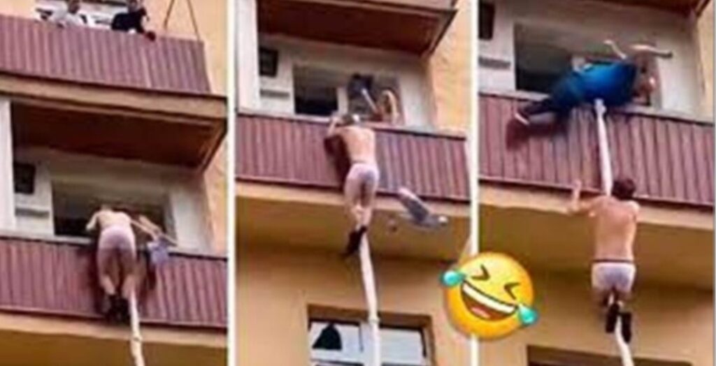 Vídeo: Amante tenta fugir de marido furioso, desce janela de prédio com lençol más o PIOR acaba acontecendo! Assista;