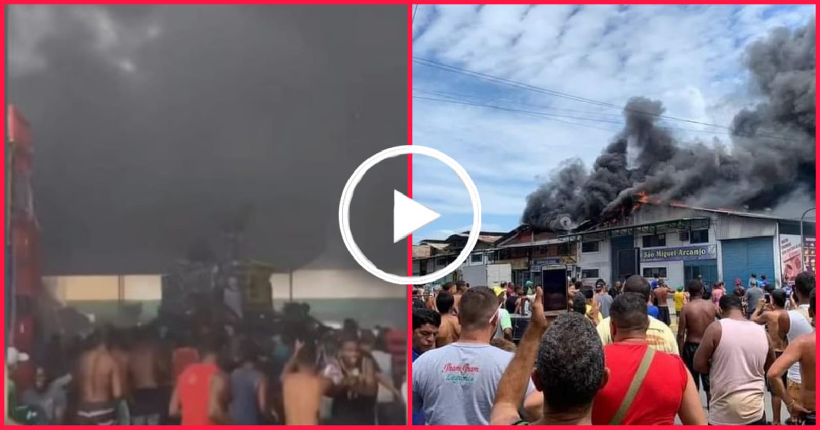 Urgente: Vídeo mostra confusão durante incêndio de lojas; Houve tiros e saques no local.