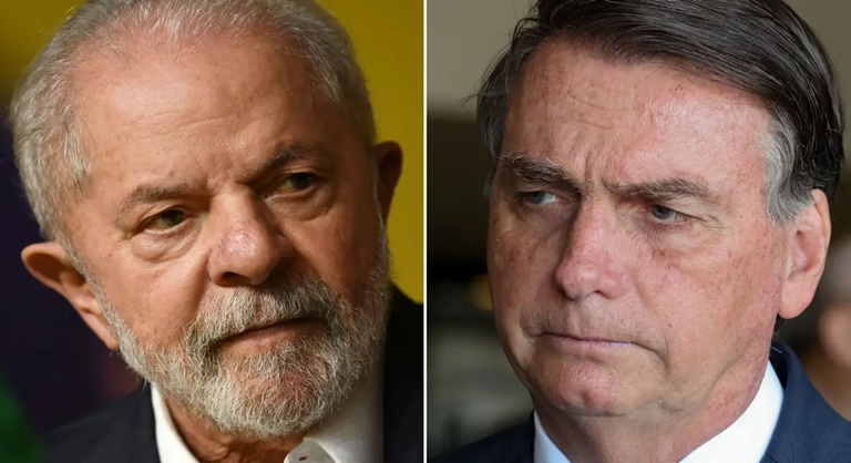 Foto de Lula e Jair Bolsonaro.