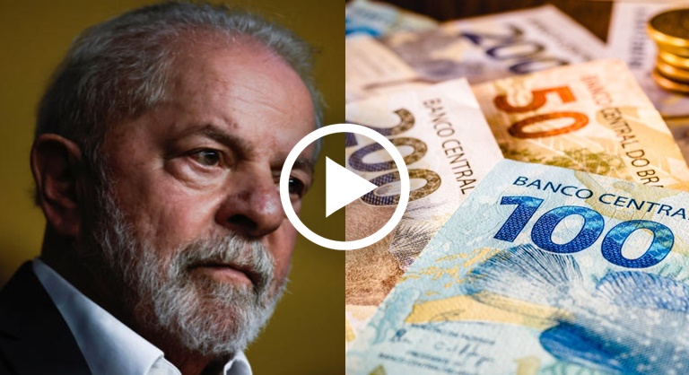 Foto de Lula e de dinheiro.