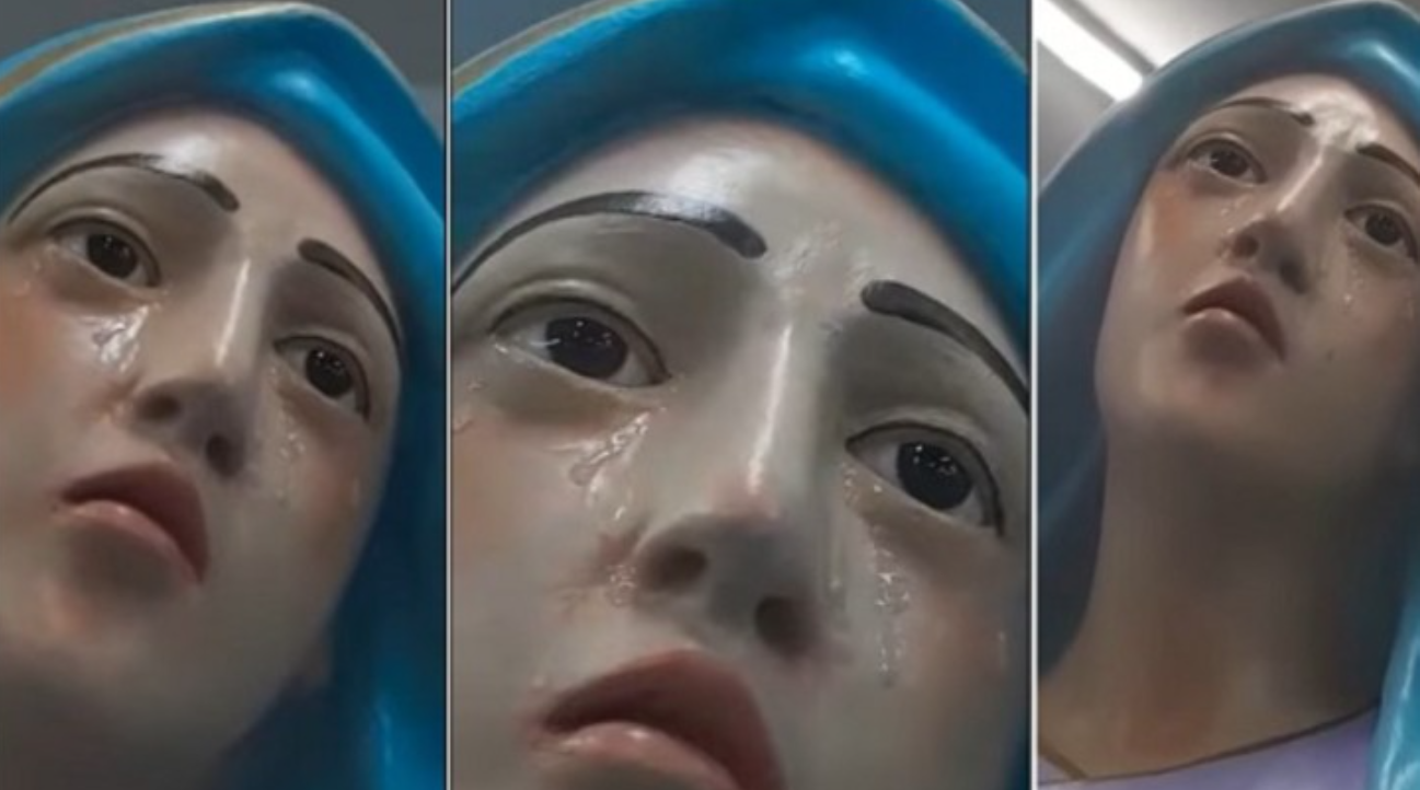 Em Minas Gerais, vários fiéis estão afirmando ter presenciado um milagre: a imagem de Nossa Senhora das Dores teria chorado. Foto: internet.
