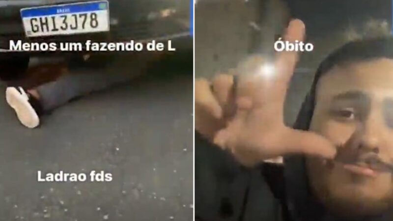 Vídeo: Homem atropela suspeito de furto e debocha: “Menos um fazendo L”