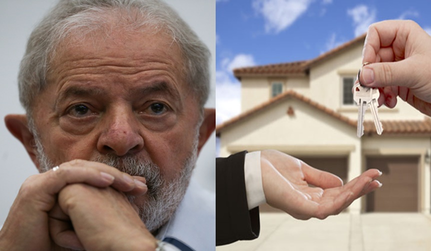 Foto de Lula e ilustração de imóvel alugado.