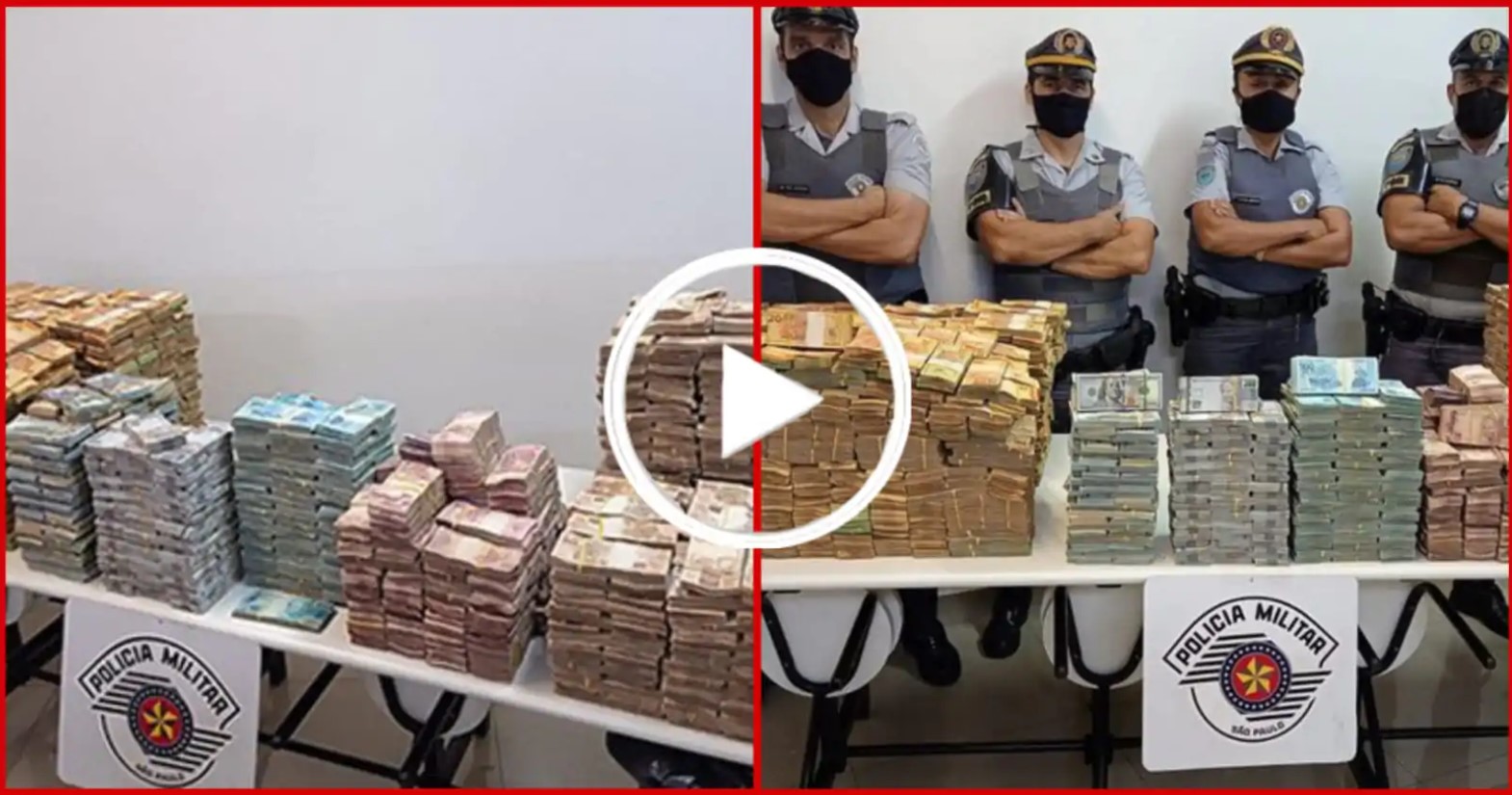 A polícia Militar Rodoviária apreendeu cerca de R$ 11 milhões em dinheiro vivo. O dinheiro estava em uma carreta. FOTO: internet.