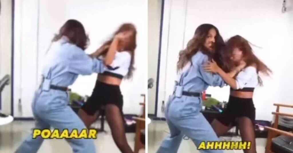 Imagem de Anitta e Ivete Sangalo no vídeo.